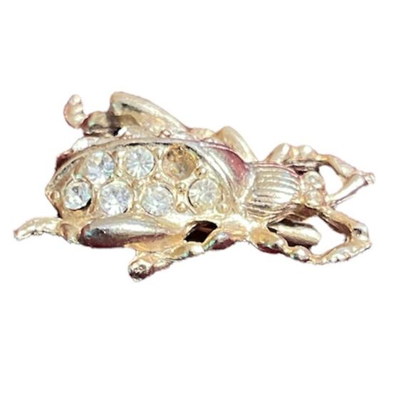 Diamanté Gold tone beetle brooch - Picture 5 of 10